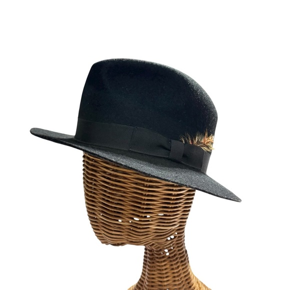 Vintage Black Fedora Hat with Feather Accent – “Created By Charm” Made in USA - Picture 2 of 12